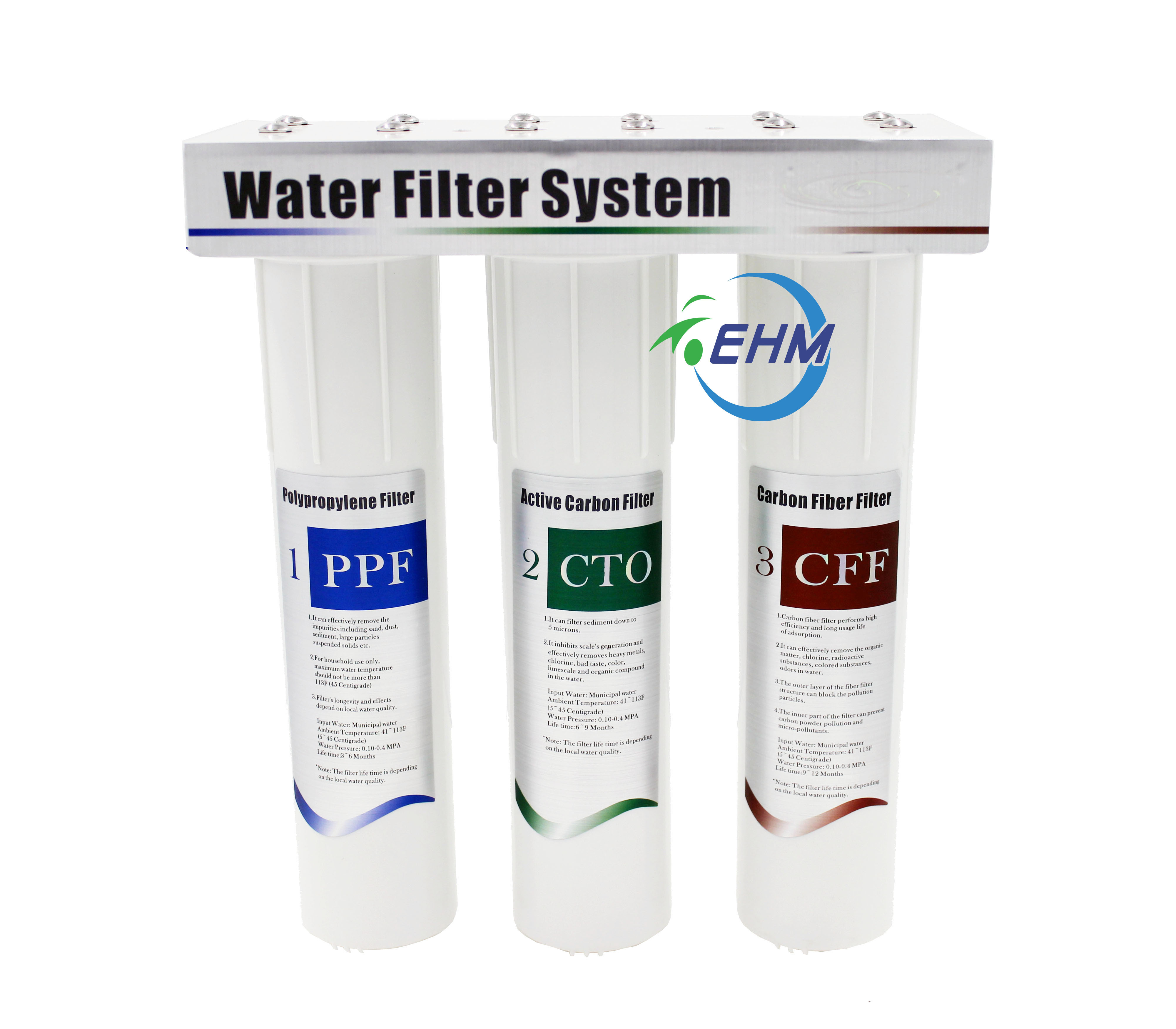 Pre-filter Water Ionizer Filter with 0.10-0.4 MPA Water Pressure 0.6-6 L/m Flow and Activated Carbon Media